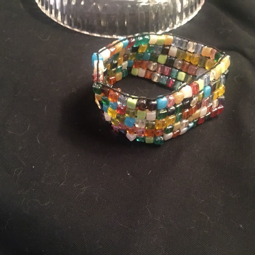 Multi-color Glass Cubes Woven Bracelet